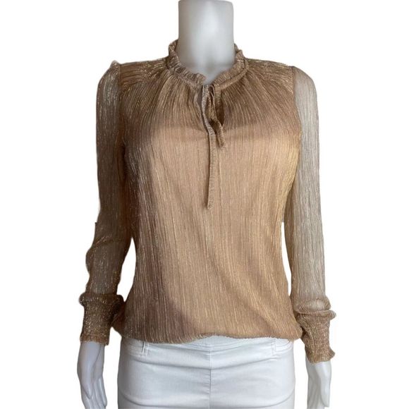 Joie Tops - Joie Sparkly Gold and Beige Blouse
